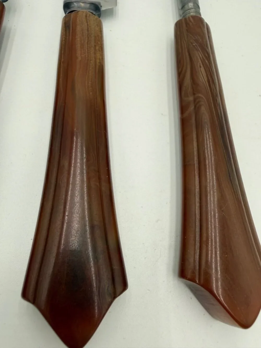 Vintage 3-Piece Carving Set Bakelite Handles Stainless Steel Fork Knife Sharpeni